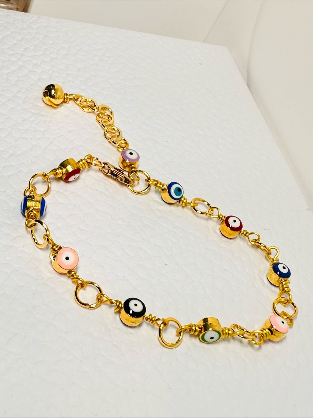 Gold wire Multicolor Evil Eye Bracelet